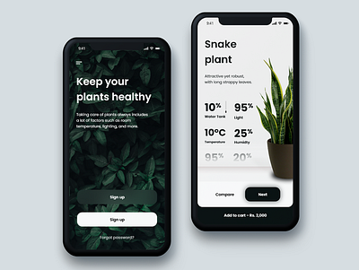 Plant care app UI app design dailyui interfacedesign ios app minimalist plant care app ui ux