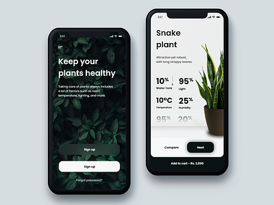 Plant care app UI