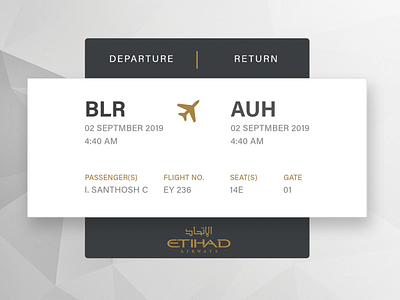 Daily UI #24 - E-boarding pass dailyui etihad flightpass interfacedesign minimalist ui uidesign ux webdesign