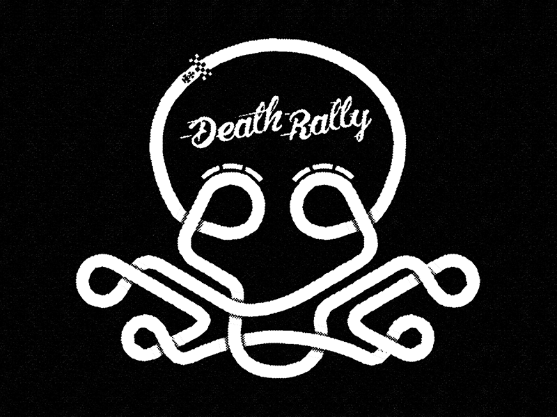 Death Rally brush script car death game gif racing retro script skull