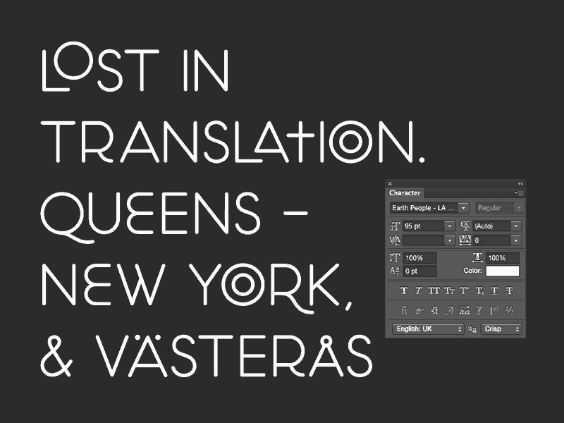 Font preview font glyphs ligatures open type style sets