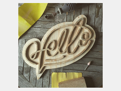 Hello Tree D craft hello lettering type wood