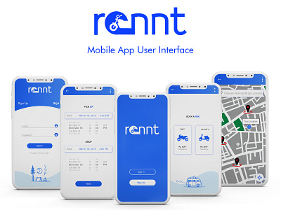 Rennt App User Interface Design app branding illustration logo minimal ui ux web