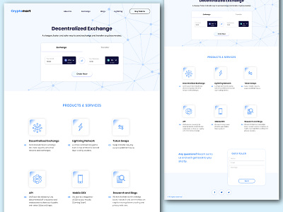 Crypto Exchange and transfer Website UI Design - Light Theme