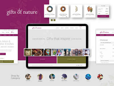 Gifts Of Nature :: UI Elements card style carousel checkout gifts hero image slider nature order product products ui ux web design