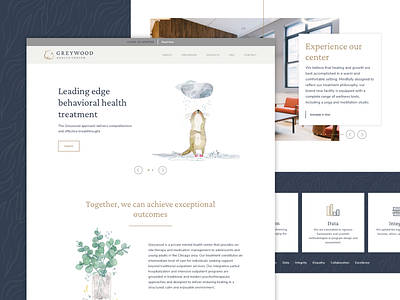 Greywood Health Center Website Launch branding graphics iconography icons illustrations mental health modern ui ux watercolor web web design