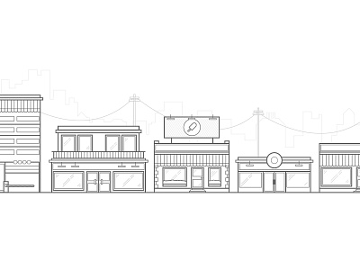 City Illustration building city flat ice cream illustration landscape shop simple vector