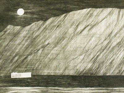 River And Moon architecture atmosphere brutalism brutalist bw drawing illustration landscape light moon night