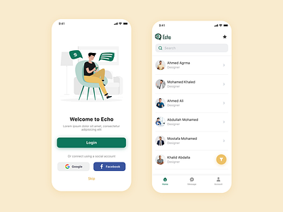 Echo App app design message mobile ui user experience user interface ux