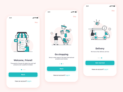 kmaliat App - Onboarding app design mobile onboarding onboarding screen onboarding ui shopping ui user experience user interface ux