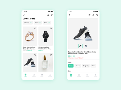 Prestige - Product list and product details app design gift gift shop mobile shopping shopping app ui user experience user interface ux