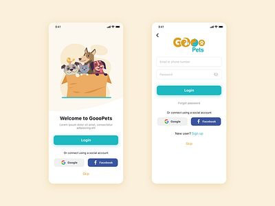 GoooPets Login app design login mobile pets sign in ui user experience user interface ux