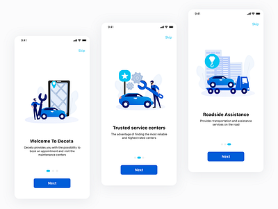 Deceta App - Onboarding app automotive design mobile onboarding repair ui user experience user interface ux