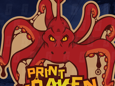 PrintKraken.com Logo kraken logo mascot monster octopus print red sea skull sports
