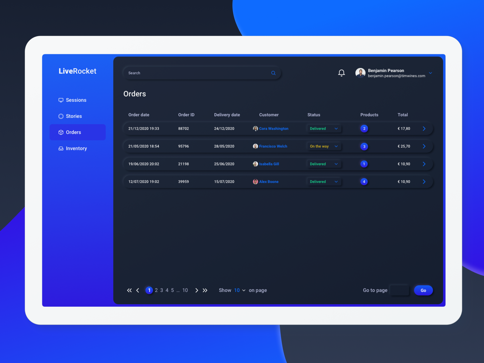 Dashboard: Order list - Ui Design by Casian Sbanțu on Dribbble