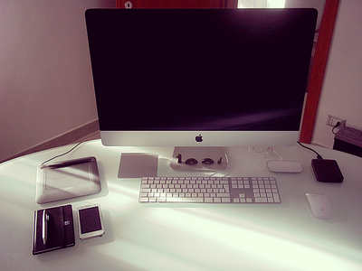 My new workspace apple desk imac magic mouse workspace
