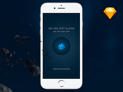 'We are not alone' App - Freebie app download freebie ios side project sketch space ufo ui uicollections ux