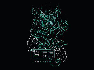 Life is in the water - City badge identity illustration line