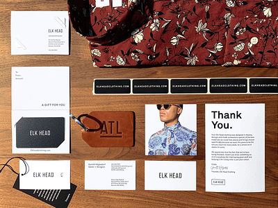 Elk Head Clothing Collateral branding business card clothing collateral fashion gift card identity menswear print