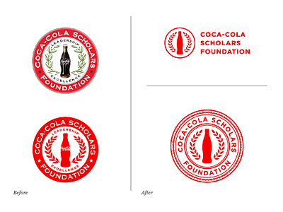 Coca-Cola Scholars Foundation Logo Evolution before and after coca-cola coke education evolution logo redesign scholarship seal