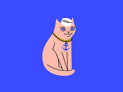 Sailor Deacon cat illustration kitty nautical retro sailor