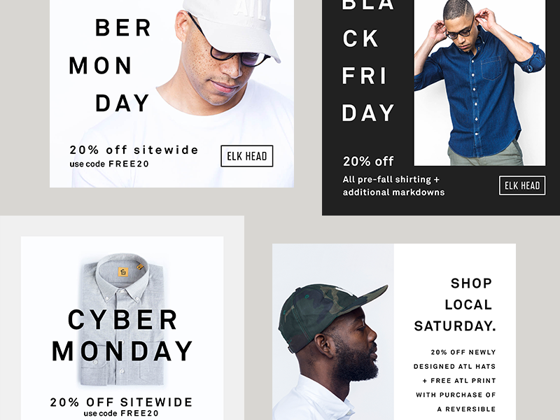 Elkhead Social Posts details scandinavian clean modern typography layout social mens fashion