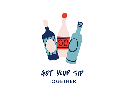 Get your sip together! branding cute illustration wine bottles wine boutique