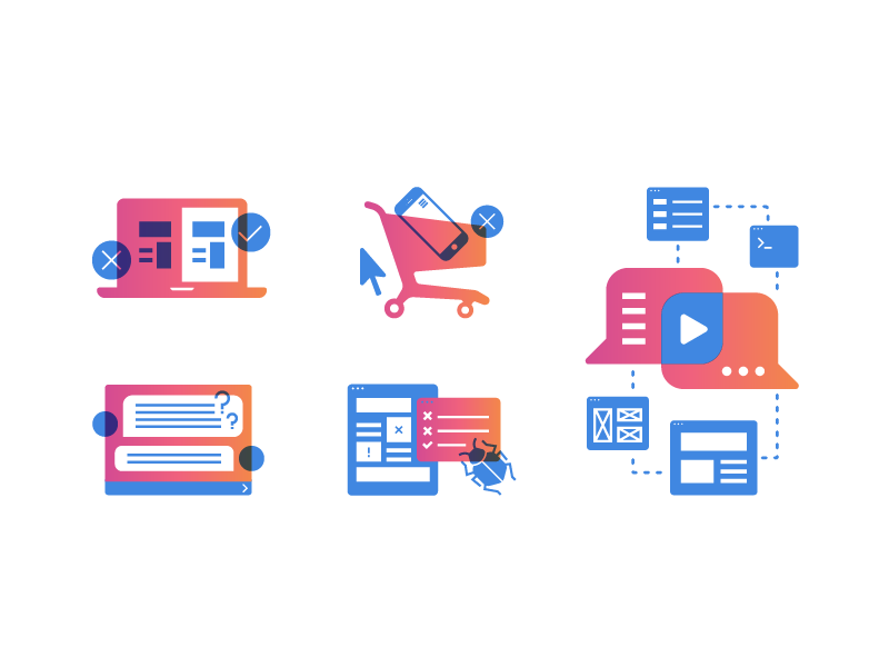 Full Story Blog Spot Illustrations - eCommerce product tech gradient graphics illustration blog