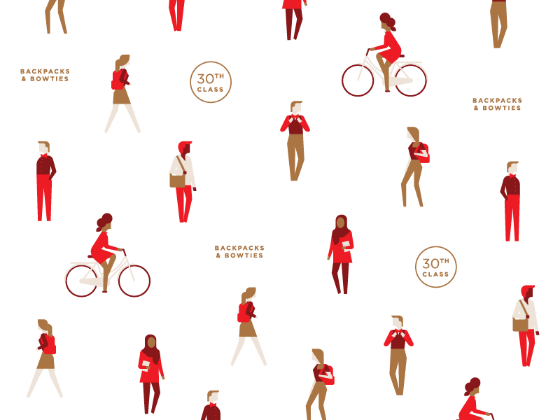 Coke Scholars unused concept characters scholar education geometric minimal people illustration