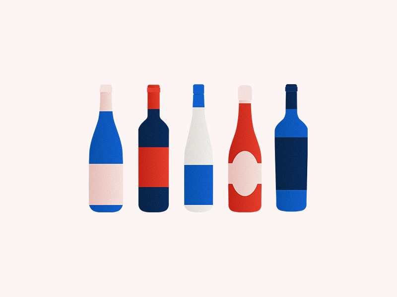Wine Bottles gradient illustration merlot cabernet rose riesling champagne wine