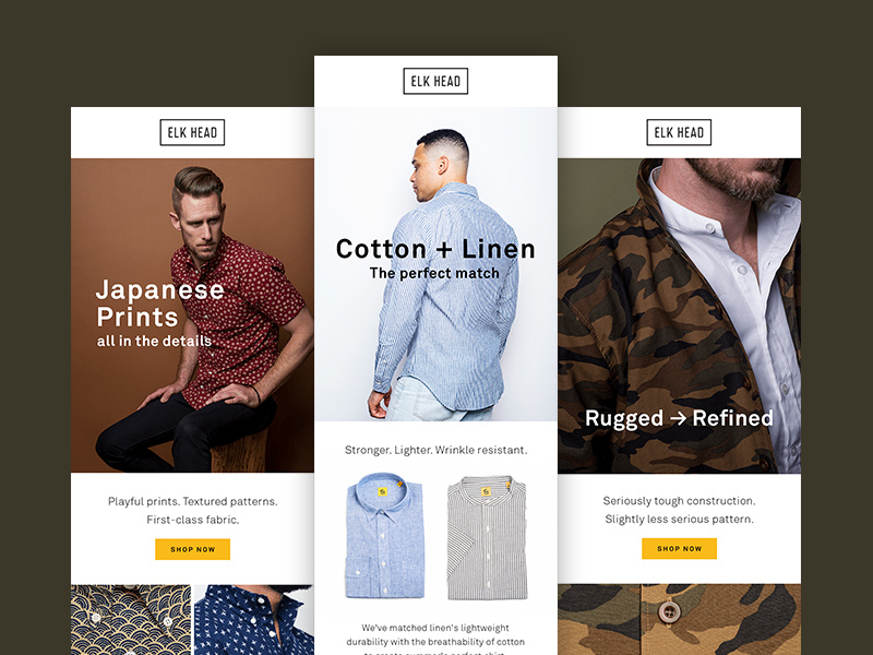Elk Head Email Newsletters mens fashion layout typography online ecommerce newsletter template email