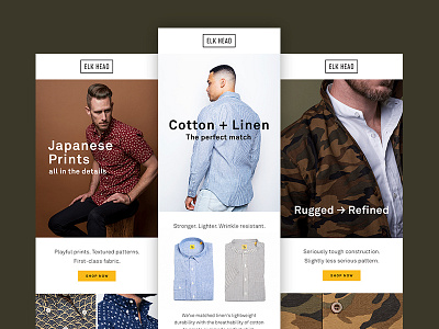 Elk Head Email Newsletters ecommerce email layout mens fashion newsletter online template typography
