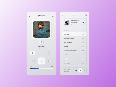 Music App UI 100 day challenge 100daychallenge adobe design dribbble music app music player neumorphic neumorphism ui uichallange uichallenge uiconcept