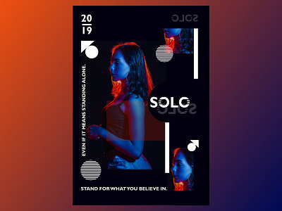 SOLO adobe blue design dribbble fearless fearless females graphics hello dribbble hello dribble illustration illustrator logo photoshop pink poster red solo strong women typography vector