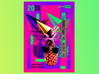 Party Pineapples adobe design gradient graphics illustration illustrator party party event party flyer party hat party poster photoshop pineapple poster typography