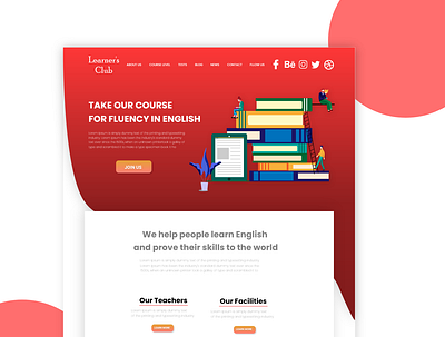 English learning app web ui branding english learning illustration learning app ui uidesign uiux website website design