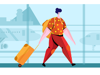 travel venture aeroplane airport flat art illustration minimal travel travel app vector