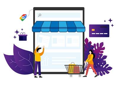 Google Shop Flat Illustraion