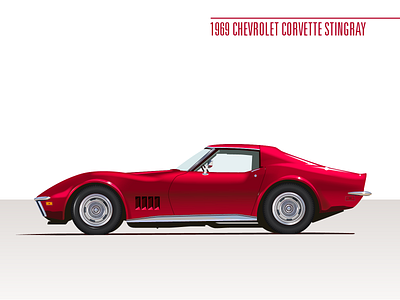 1969 Corvette Stingray car classic illustration illustrator red sportscar