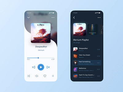 Music Player App app audio blue cover dark debut design digital hello dribbble ios iphone light mobile music player ui ux uxui