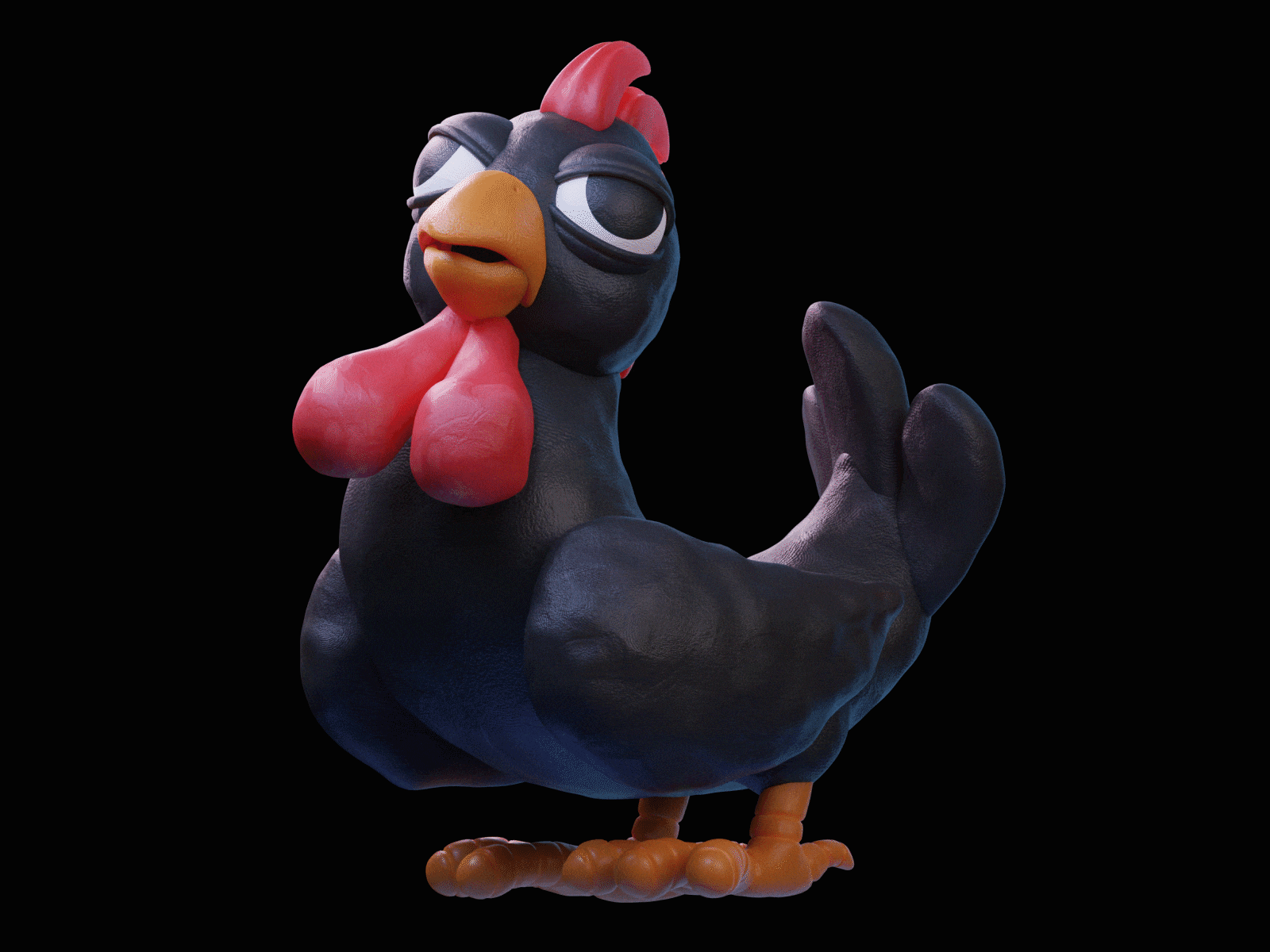 Big Black Cock in 3D (rooster) 3d 3dart 3ddesign 3dillustration 3dmodeling animation blender character clay illustration model plasticine render rooster