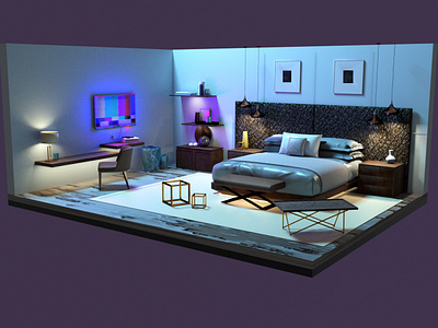 3D Bedroom Interior 3d arnold interior design substancepainter