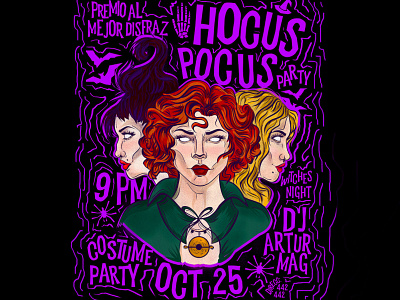 Hocus Pocus Party halloween flyer halloween party illustration invitation poster witch