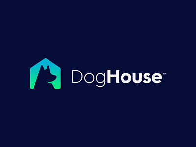 DogHouse™ animal app brand concept design dog gradient home house icon illustration logo logo design logomark minimal monogram simple symbol ui ux