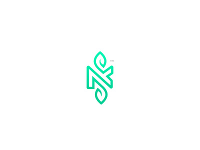 NK natural graphic design green leaf leaf logo leaf monogram logo logo design mark natural nature nature logo nk nk monogram