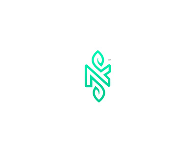 NK natural graphic design green leaf leaf logo leaf monogram logo logo design mark natural nature nature logo nk nk monogram