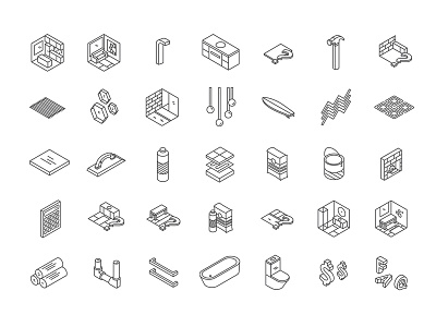 Beaumont Tiles Custom Icon Set custom digital icons illustration isometric retail ui ux website