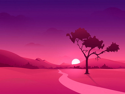 The sunset illustrations ui