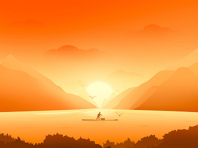 The setting sun illustrations ui