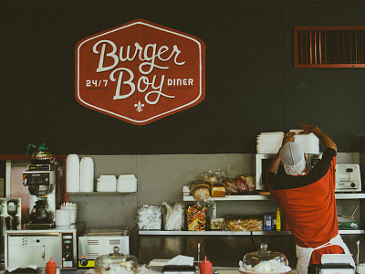 Burger Boy Diner black burger design handlettered logo red signpainter signpainting